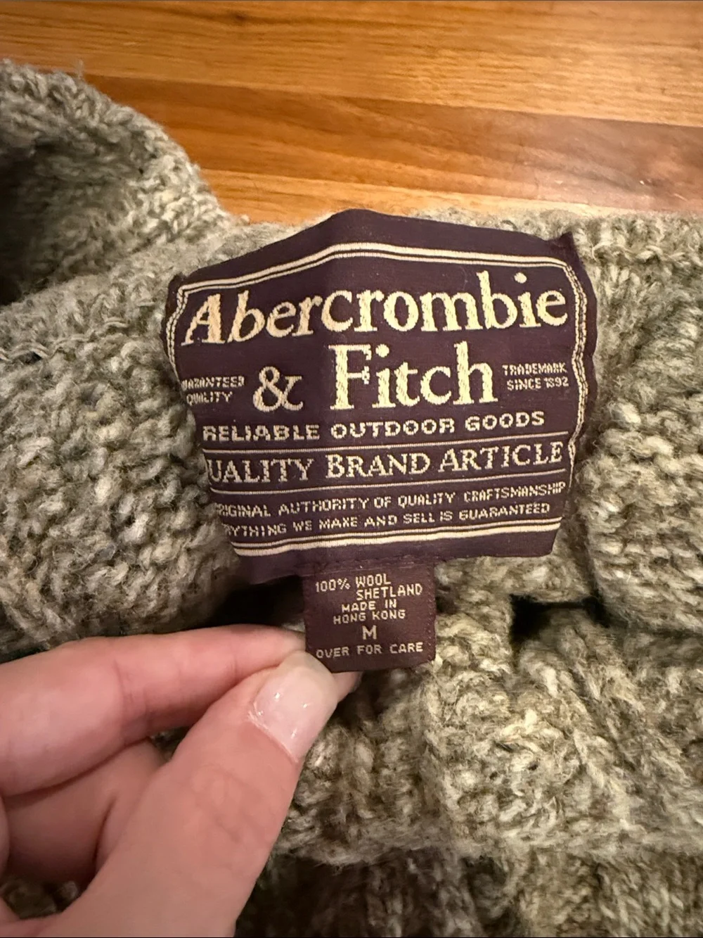 Vintage Abercrombie & Fitch Heavy Cable Knit Wool Sweater Shetland Men's M